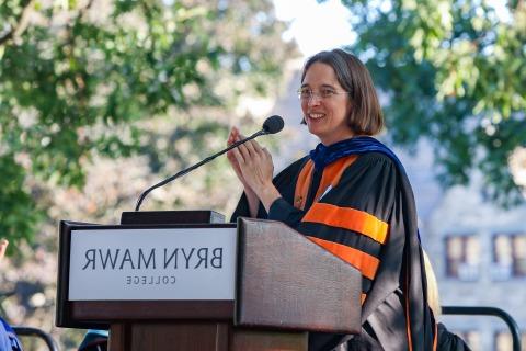 Wendy Cadge speaking at Convocation