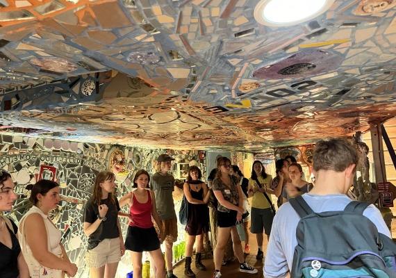 Students on tour of Magic Gardens 